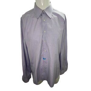 Fray Dress Shirt Mens 17 Large L Purple Made In Italy Long Sleeve Button Up